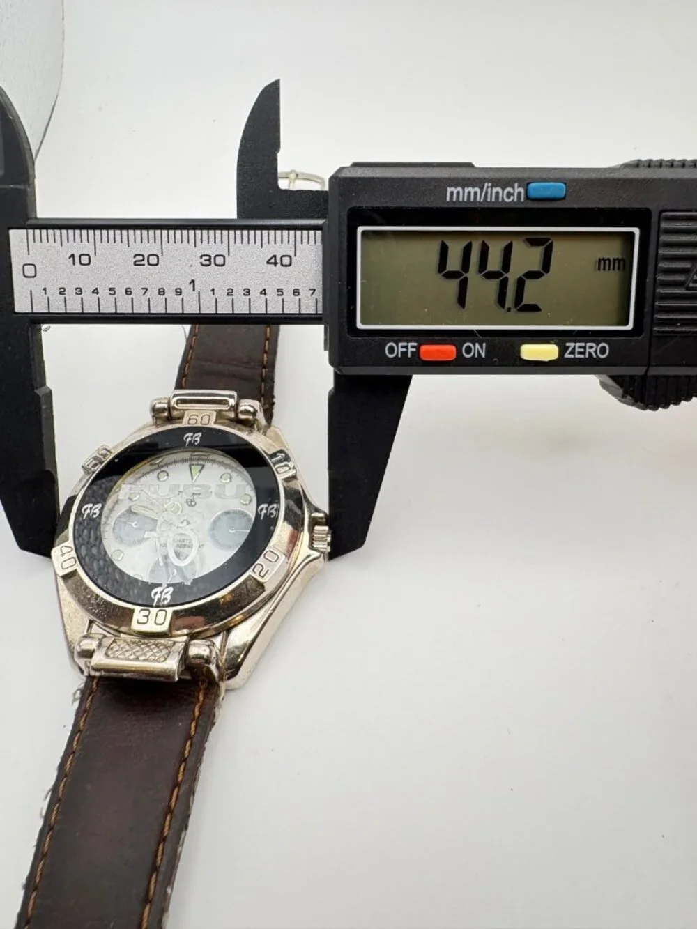 Vintage FUBU Mens Quartz Watch Hinged Flip Cover Silver Tone Leather Band Works